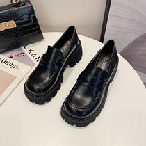 WUXIE fairy Fengsen soft-soled Lofu shoes a pedal soft girl small leather shoes square head thick soles shoes