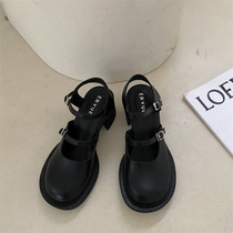 Wuxue Harajuku style JK uniform retro Mary Jane XIE female slotted button big head doll thick heel cool XIE