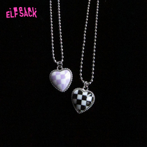 (New) fairy pocket design sense Net red checkerboard frame titanium steel love pendant female 2021 autumn light luxury
