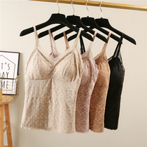 Glint Warm Vest Woman Winter Sexy V Collar Lace Meme Body Thickened Beating Bottom Harness Chest Cushion Single Blouse