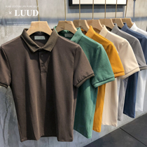 2021 summer pearl cotton solid color Polo shirt mens short-sleeved top fashion lapel slim Korean all-match T-shirt