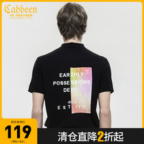 Shopping mall same carbine mens spring and summer black short sleeve lapel polo shirt letter embroidery print B