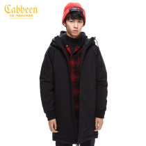 Carbine mens black hooded down jacket loose long shoulder sleeves comfortable and warm simple jacket H