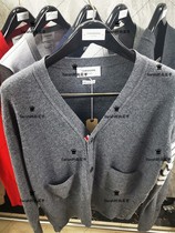 thom browne 20 autumn winter TB classic V-neck wool sweater cardigan cashmere sweater mens and womens coat