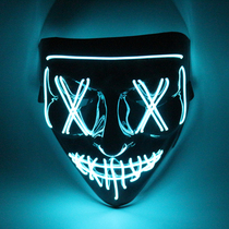 Halloween LED men and women party props tremolo V word grimace funny clown horror graffiti cold light glowing mask