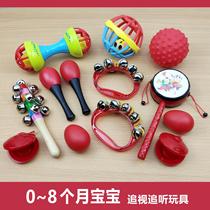Baby sand hammer red hand bell newborn baby hand grip and listen to early education training musical instrument toys small rattle