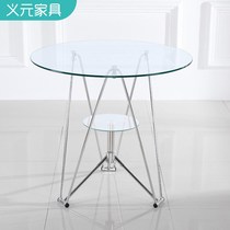 Negotiating round table tempered glass round table small round table glass double table tea table table guests round table household brief
