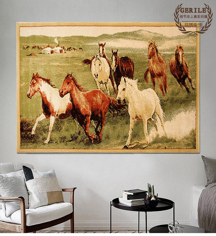 Mongolian pure wool tapestry wall blanket three-dimensional (eight Jun picture) living room study office decorated tapestry wall blanket
