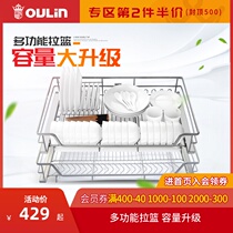 Olin kitchen cabinet basket single-layer drawer dish holder bowl basket seasoning pull basket damping kitchen cabinet pull basket