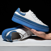 Mens shoes summer 2021 New Inner height casual board shoes mens leather fashion jelly bottom white shoes mens trendy shoes