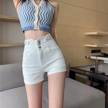 White denim shorts Women summer thin model 2021 New High waist slim a pants ins Tide tight hip hot pants