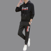 Hoodie sweater mens spring and autumn loose tide ins casual sports suit handsome student black clothes two pieces