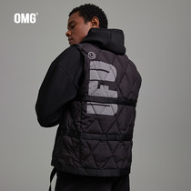 OMG Tide brand autumn and winter down vest Mens Light warm sports leisure fluffy stand collar jacket