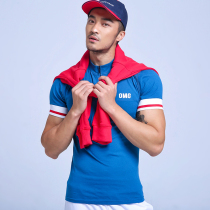 OMG Spring Summer New Collision Color Short Sleeve Coach Training Fitness Clothes Running Tight Speed Dry Sports T-shirt Man