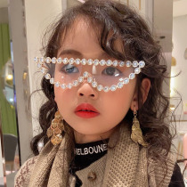 Personality Exaggerated Childrens Glasses Parenting Stage Walking Show With Drill Triangle Photo Male Girl Child Flat Mirror