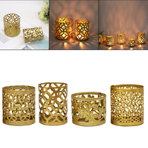 Gold Iron Candle Holders Hollowed Candlestick Stand Lantern