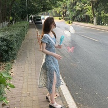 Long skirt summer 2021 new design sense niche floral dress sweet French tenderness first love fairy dress