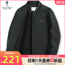 (Contrast neckline) Dancing with Wolves Baseball collar jacket mens Spring 2022 New Mens Gold Silk Embroidered Jacket