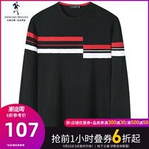 Dance with Wolves mens knitted sweater mens 2021 autumn new trend breathable small hole long sleeve cotton sweater