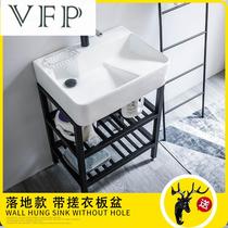 Ceramic wash basin Laundry basin with washboard Small apartment floor-to-ceiling balcony Bathroom integrated wash basin Wash sink