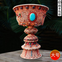 Nepal pure copper fillet ghee lamp holder Buddha front lamp long lamp ghee candlestick home decoration large