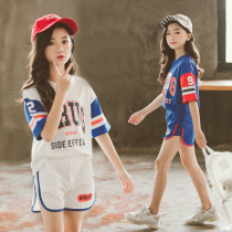 Girl Sports Suit Summer Dress 2022 New Korean Version Casual Fashion Two Sets Big Boy Ocean Girl Net Red
