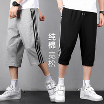 Summer cotton three-point pants Mens sports loose fat plus size fat shorts casual pants thin breeches
