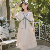China Wind Han Element Snow spinning Liondress Womens dress Summer 2022 new Han suit Improved Senfu Skirt Ultra Fairy