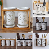 Ceramic chopstick tube Drain wall-mounted chopstick tube Commercial chopstick barrel Japanese chopstick holder Chopstick basket Creative chopstick cage Household