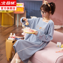 Nightdress female spring and autumn cotton long sleeve thin girl pajamas 2021 new summer can wear home clothes