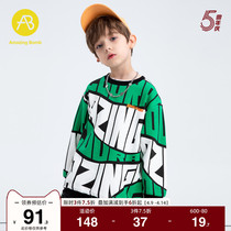AB Children Clothing Children Necropolis Jacket Tide foreign air CUHK Tong Chun Autumn sleeve Head Han version Boy letter Long sleeve blouse