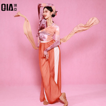 Qi Sub Floating Birthmark Dance Suit Womens Dreamy Zdyeing Chinese Classical Dance Practice Long Sleeve Body Rhyme Out