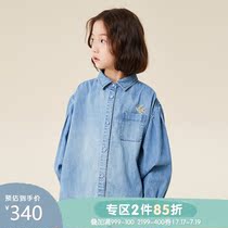 (Shopping mall with the same)Mitti childrens clothing 21 spring new childrens girls denim shirt shirt MW1100803