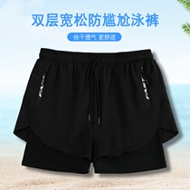 Swimming trunks mens anti-embarrassing loose swimming flat corner swimsuit size five-point beach pants quick-dry water temperature 1230z
