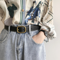 South Koreas new belt retro old copper-colored open-line lock edge Korean version of the students decorative pants belt for ladies