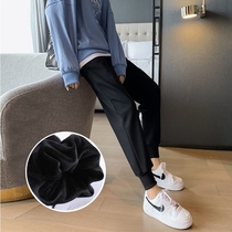 Small feet pants womens New wear black thin loose beam feet autumn and winter thick casual sports womens pants