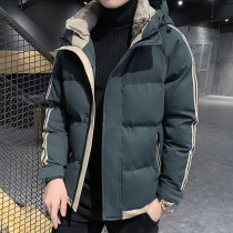 2021 winter new mens cotton clothes trend handsome down cotton clothes winter thickened hooded quilted jacket winter jacket