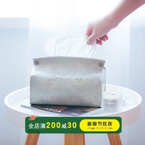 Original net red Nordic leather tissue bag paper box Car paper towel set Living room household bedside paper towel storage box