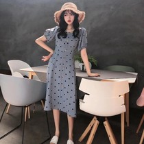  Summer new year fat mm thin polka dot dress early spring socialite belly cover chiffon womens gentle wind (3