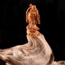 Thuja root carving ornaments Guanyin aging materials crafts figure Maitreya Laughing Buddha natural tree roots wood carving Guan Gong raw materials
