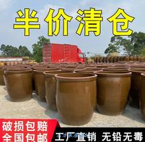 Old-fashioned water storage tank Ceramic large household coarse pottery pickle cylinder Extra large pickle tile cylinder pickle sauce cylinder Ceramic cylinder