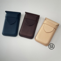 Meng hand-made original hand-tanned cowhide four-pack multi-color pen storage primary color solid color hard simple pen bag