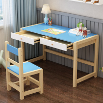 Childrens learning table childrens homework solid wood lifting desk home student writing desk writing desk desk and chair set