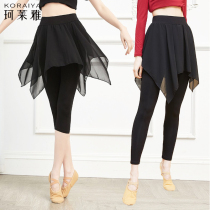 Dance training clothes adult women's pants black stretch slim modern dance Chinese classical dance folk dance skirt pants
