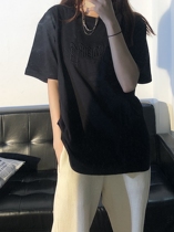 2021 LIFE CAVEMPT Tide C E Solid Letter Embossing Round Collar Loose 100 Hitch-Shirt-Less-Age Blouse