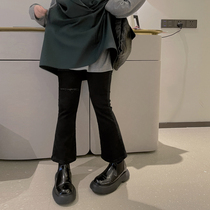 Jing Gu home custom fat mm black jeans women 2021 New straight tube thin size micro ankle-length pants