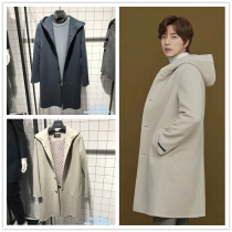 Mind Bridge Mens Winter Korean Fashion Hooded Long Wool Coat MSCA710E-3680