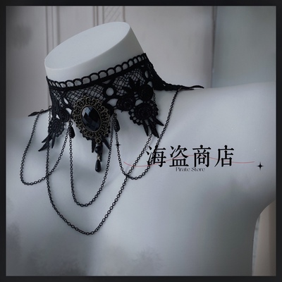 taobao agent Black chain, choker, elegant retro pendant, punk style, Lolita style