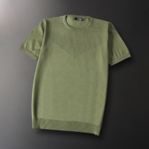 Ice silk sweater mens short-sleeved Korean version thin solid color mens half-sleeved sweater slim round neck T-shirt small fresh
