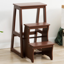 Solid wood terraces multifunctional domestic ladder indoor thickened folding dual-use three-step small step stairs chair climbing stool